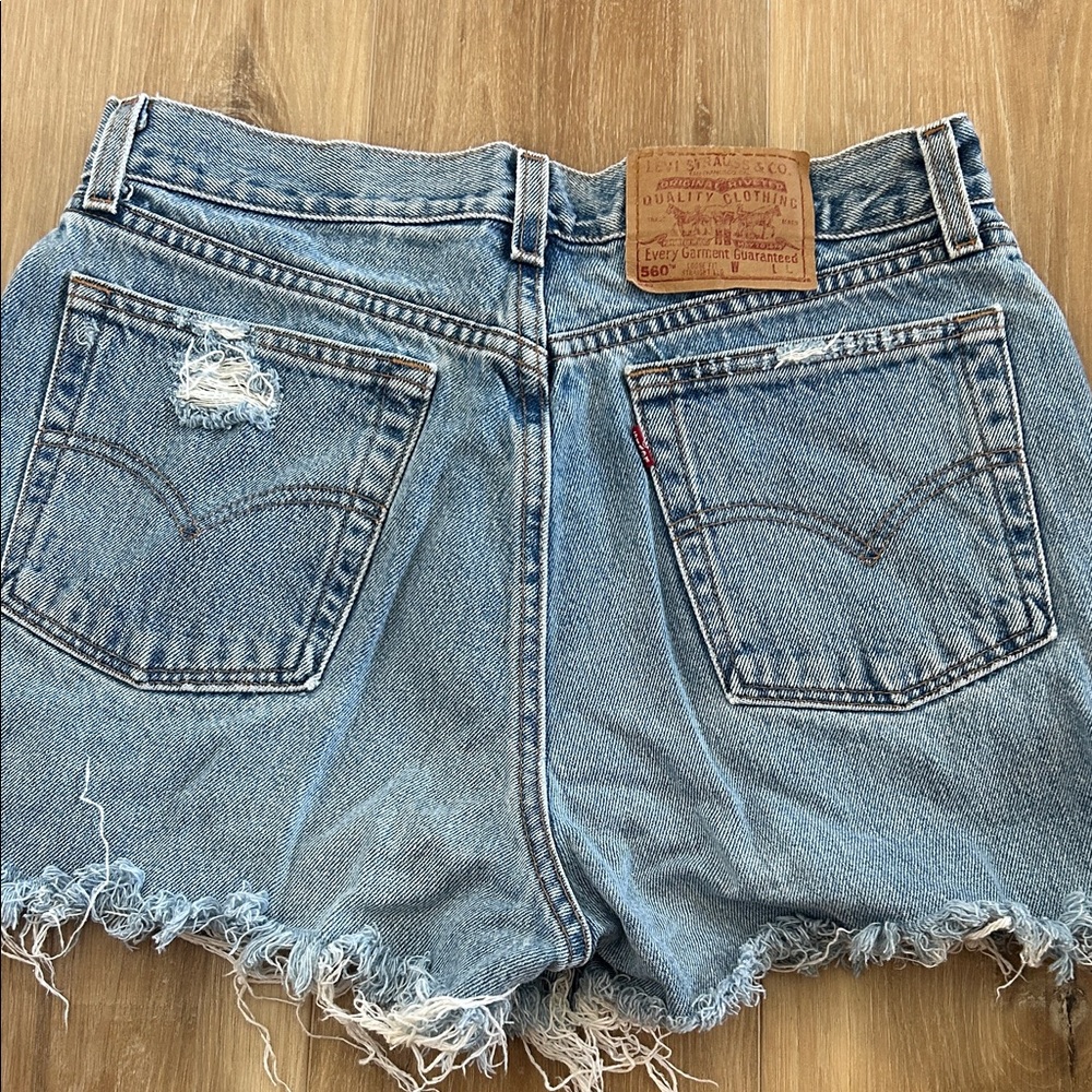 Levi's Women's Light Blue Frayed Jean Shorts
